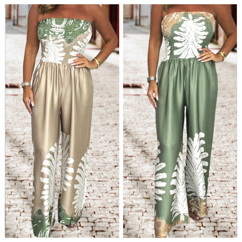 💖Sexy nyári nyomtatott bő pánt nélküli jumpsuit