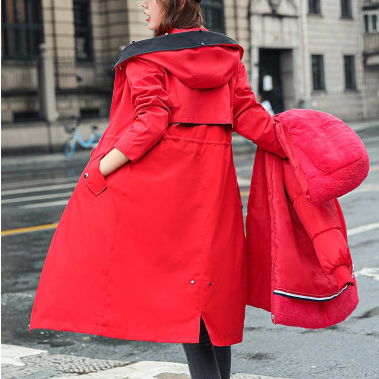 Női télikabát kapucnival és szőrmegallérral Casual Parka