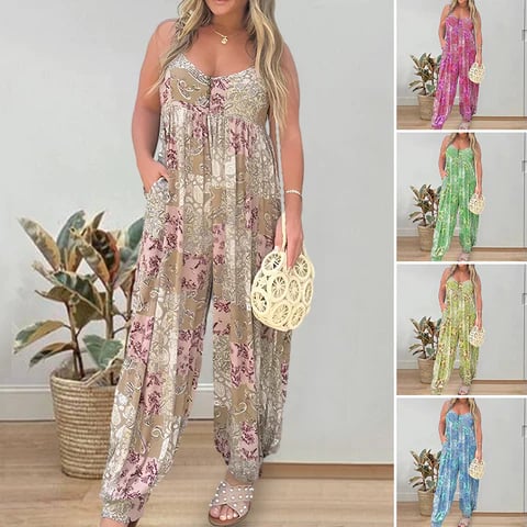 🔥Cooper bő jumpsuit patchwork mintával